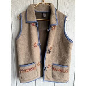 Vintage T & Company Fleece Toggle Vest Medium USA Made Southwestern Trim